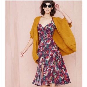 Nasty Gal Floral Button Front Midi Dress